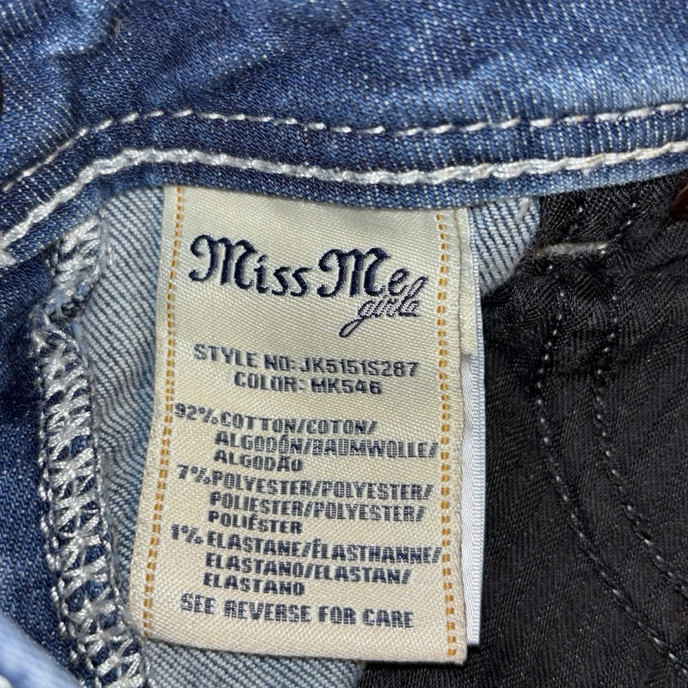 Miss Me Girls Denim Skinny Jeans Size 14‎ Raw Hem Mid Rise Medium Wash - Picture 5 of 7